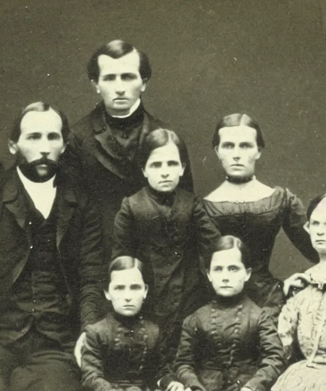 Image similar to an old photo of a family from the 1 9 th century