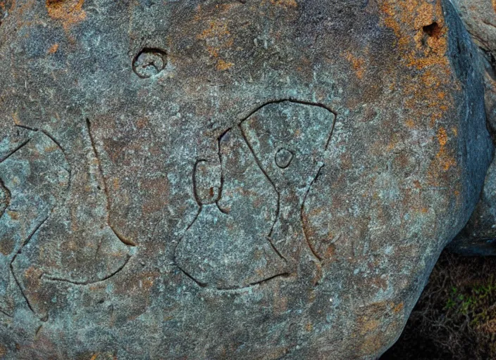 Image similar to Closeup photograph of petroglyphs on a boulder