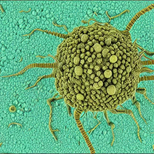 Image similar to human itch mite, coloured scanning electron micrograph