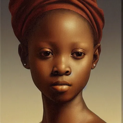 Prompt: a painting of a African girl by Leonardo da Vinci . dramatic angle, ethereal lights, details, smooth, sharp focus, illustration, realistic, cinematic, artstation, award winning, rgb , unreal engine, octane render, cinematic light, macro, depth of field, blur, red light and clouds from the back, highly detailed epic cinematic concept art CG render made in Maya, Blender and Photoshop, octane render, excellent composition, dynamic dramatic cinematic lighting, aesthetic, very inspirational, arthouse.