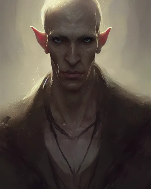 Prompt: character portrait of a slender half - elven man, by greg rutkowski, mark brookes, jim burns trending on artstation