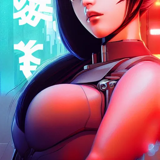 Image similar to A beautiful cyborg woman with big and cute eyes || VERY VERY ANIME, fine-face, realistic shaded perfect face, fine details. Anime. realistic shaded lighting poster by Ilya Kuvshinov katsuhiro otomo ghost-in-the-shell, magali villeneuve, artgerm, Jeremy Lipkin and Michael Garmash, Rob Rey and Kentarõ Miura, trending on art station