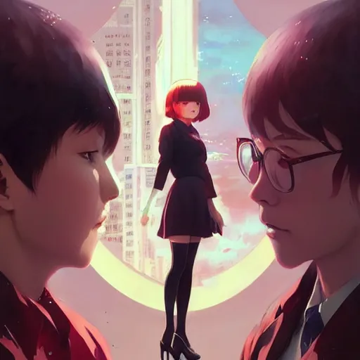 Image similar to what is the cause of the end of our reality? by wlop, ilya kuvshinov, artgerm, krenz cushart, greg rutkowski, hiroaki samura, range murata, james jean, katsuhiro otomo, erik jones