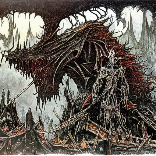 Image similar to ian miller, realms of chaos, death knight