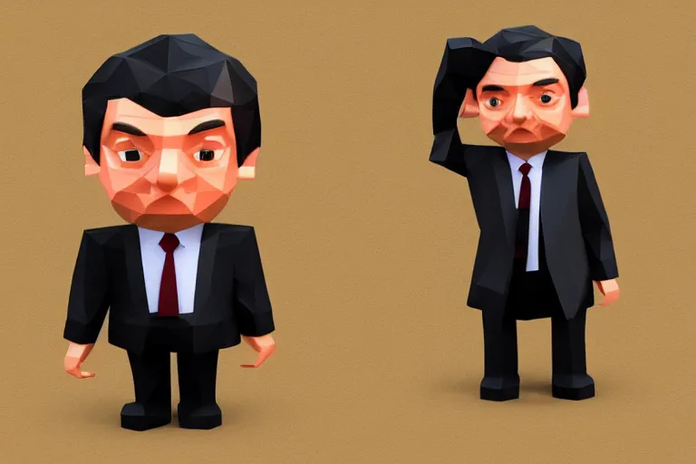 Image similar to mr bean, isometric, low poly