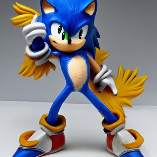 Prompt: sonic the hedgehog made out of porcelain in the style of the ming dynasty