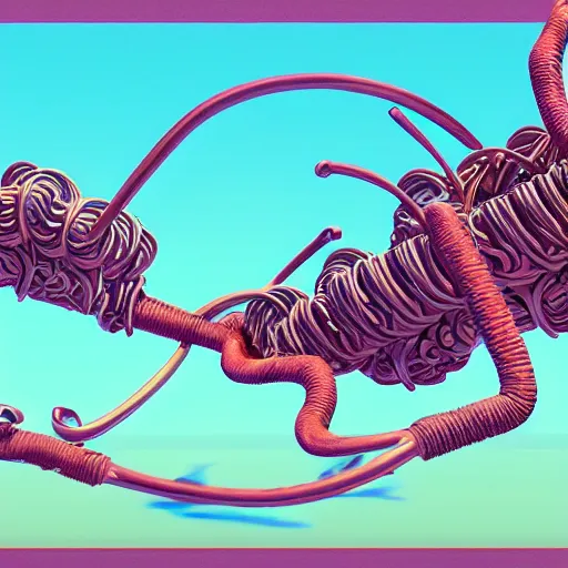 Prompt: helicopter desert river crinoid vaporwave maximalist art nouveau