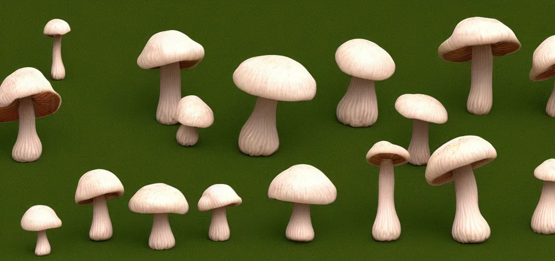 Image similar to 3 d study of a bunch of mushrooms in the forest, wireframe, detailed, octane