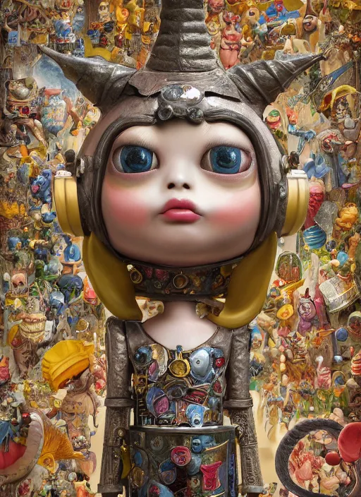 Image similar to closeup portrait of a tin toy fairytale dragon, depth of field, zeiss lens, detailed, symmetrical, centered, fashion photoshoot, by nicoletta ceccoli, mark ryden, lostfish, earl nore, hyung tae, frank frazetta, breathtaking, 8 k resolution, extremely detailed, beautiful, establishing shot, artistic, hyperrealistic, octane render