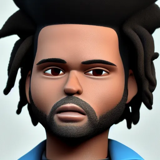 Image similar to 3 d model of the weeknd, in the style of pixar animation, octane render, ultra detailed, 3 d character model