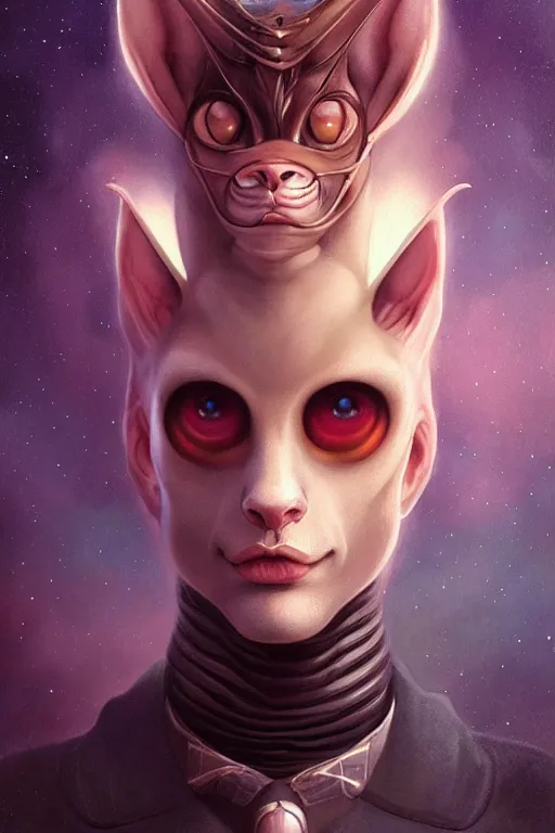 Image similar to portrait of an elegant alien cat man king, straight on portrait, by artgerm, tom bagshaw, gerald brom, vaporwave colors, lo - fi colors, vaporwave, lo - fi, moody vibe, goth vibe, full body,