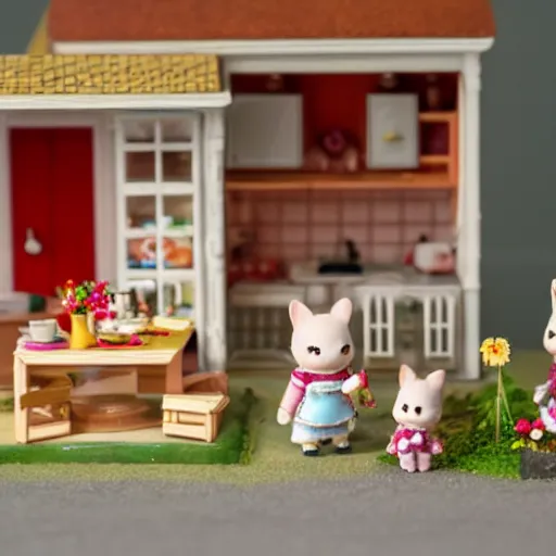 Prompt: The Sylvanian family in an empty house because everything is expensive