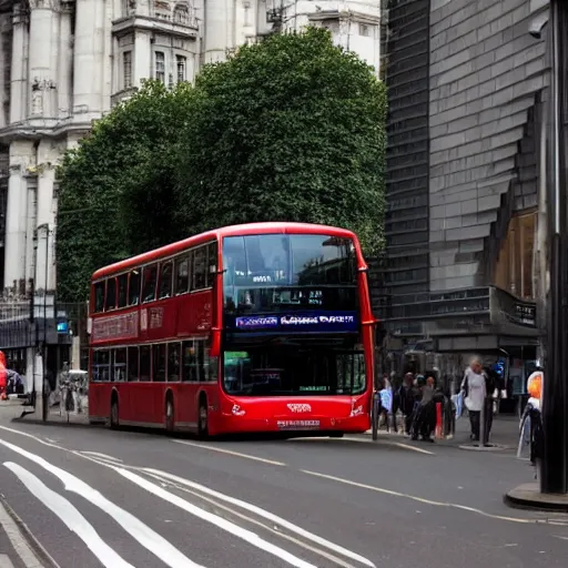 Prompt: A 10 story tall london bus, surreal