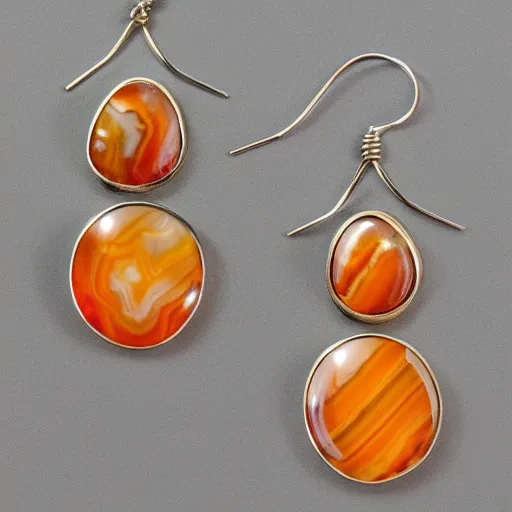 Prompt: jewelry design, jewelry display, a pair of phoenix agate earrings