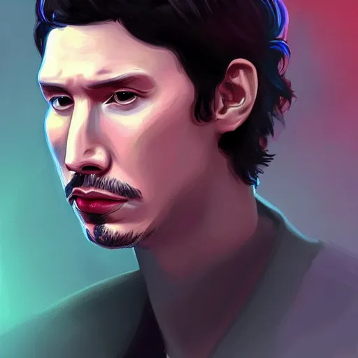 Prompt: adam driver portrait, league of legends, digital painting, concept art, sharp focus, game character