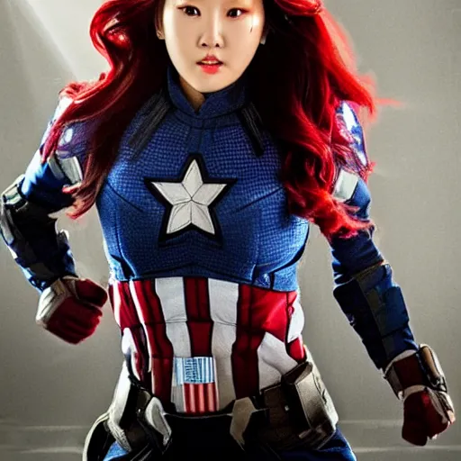 Image similar to hwasa as captain america