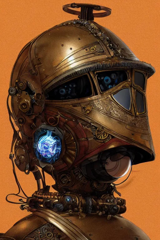 Image similar to steampunk helmet fantasy art mask robot ninja stylized digital illustration sharp focus, elegant intricate digital painting artstation concept art global illumination ray tracing advanced technology chaykin howard and campionpascale and cooke darwyn and davis jack