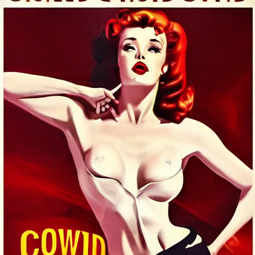 Image similar to cindy crowford cinematic pose on a pin - up thriller poster