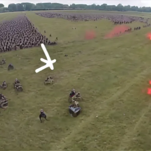 Image similar to gopro footage of the battle of waterloo, first person view, 4 k, highly detailed, video footage, gopro, pov