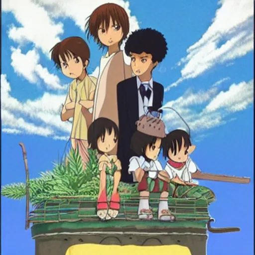 Image similar to somali friends, studio ghibli