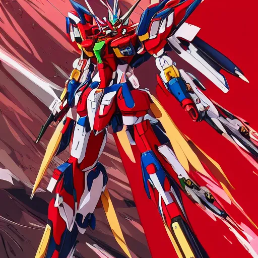 Image similar to Red colored Gundam of Nakamura Aya, hyper detailed art, 4k