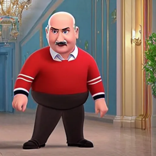 Image similar to alexander lukashenko starring in pixar cartoon.