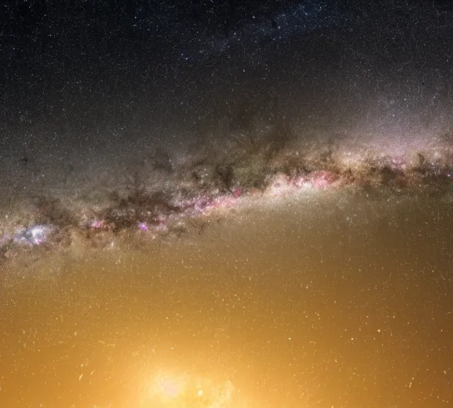 Prompt: 4 k hd, high detail photograph of the milky way galaxy, shot with sigma f / 4. 2, 2 5 0 mm sharp lens, wide shot, isometric view, volumetric lighting, high level texture render