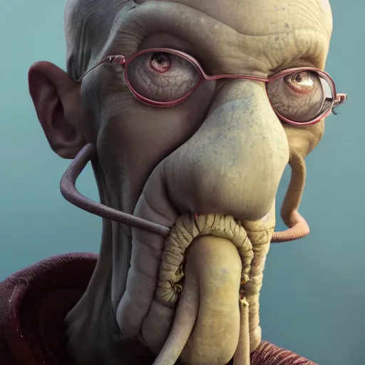 Prompt: hyperrealistic mixed media image of squidward tentacles, stunning 3 d render inspired art by greg rutkowski and xiang duan and thomas eakes, perfect facial symmetry, flawless complexion, realistic, highly detailed attributes and atmosphere, dim volumetric cinematic lighting, 8 k octane render, post - processing, masterpiece,