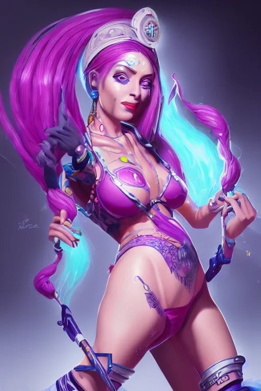 Prompt: a ultradetailed beautiful painting of jinx from arcane, trending on artstation