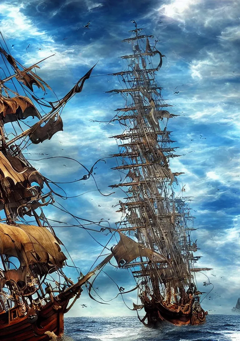 Prompt: Pirate Ship Entering the Seventh Dimension. Photorealistic. Masterpiece.