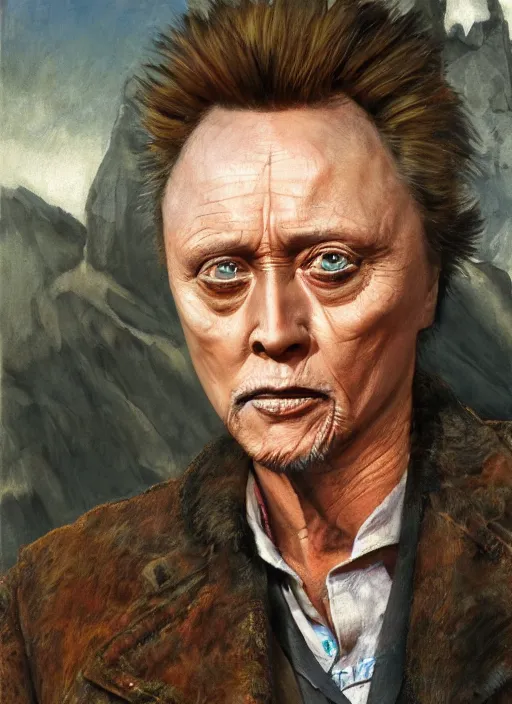 Prompt: closeup portrait biblical daemonic christopher walken! drinking kvas, by mikhail vrubel, by peter elson, muted colors, extreme detail, trending on artstation, 8 k