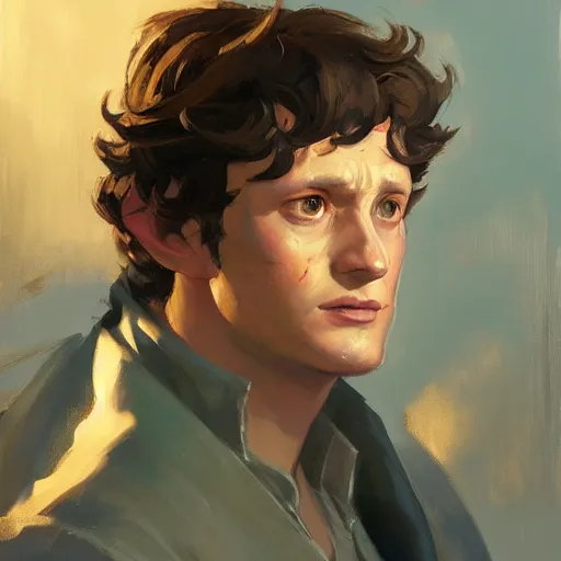 Image similar to greg manchess portrait painting of frodo beutlin as overwatch character, medium shot, asymmetrical, profile picture, organic painting, sunny day, matte painting, bold shapes, hard edges, street art, trending on artstation, by huang guangjian and gil elvgren and sachin teng