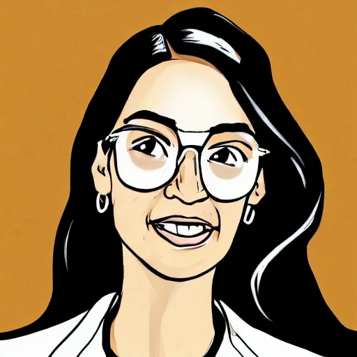 Image similar to a picture of alexandria ocasio cortez in the art style of sakimichan