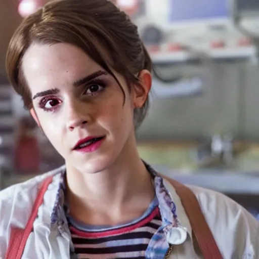 Prompt: A still of Emma Watson in Stranger Things TV show