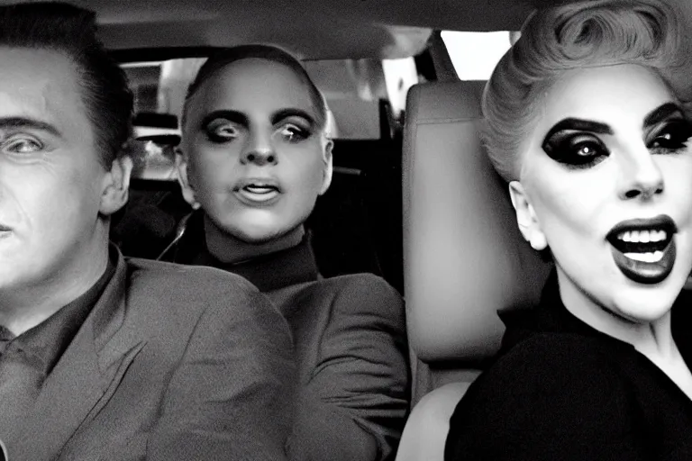 Image similar to lady gaga and judy garland in carpool karaoke, lady gaga, judy garland, red weapon 8 k s 3 5, cooke anamorphic / i lenses, highly detailed, cinematic lighting