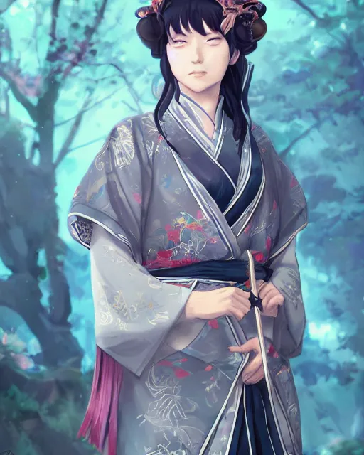 Image similar to A full-body anime portrait of Ssunbiki as a beautiful woman wearing a kimono from Skyrim, by Stanley Artgerm Lau, WLOP, Rossdraws, James Jean, Andrei Riabovitchevy, Marc Simonetti, and Sakimichan, trending on artstation