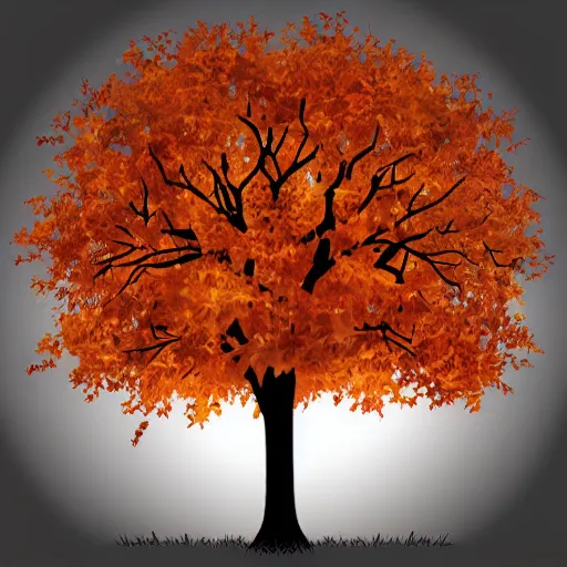 Prompt: CLIP ART of a tree in the autumn. Dark Fantasy.