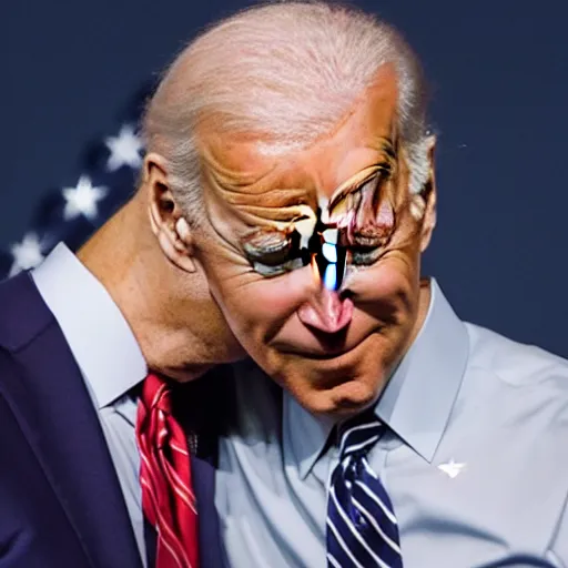 Image similar to joe biden kissing joe biden on his forehead, gentle, daddy