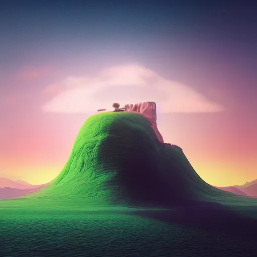 Image similar to a hd render of a dreamy landscape, by beeple and salvador dali