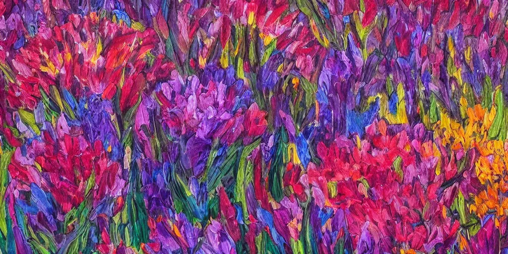 Prompt: flowers landscape, by jenny brozek and adrien cantone, intricate, sharp focus, detailed, lively colors