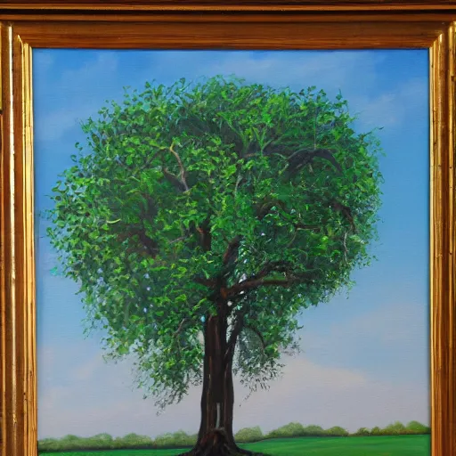 Image similar to a painting of a tree in the stlyle of