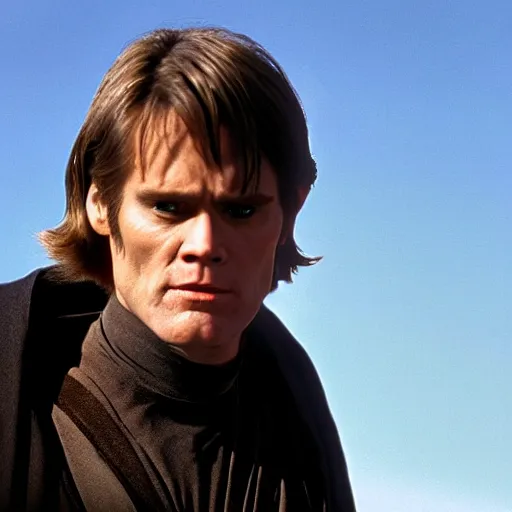 Prompt: Jim Carrey as Anakin Skywalker, movie still