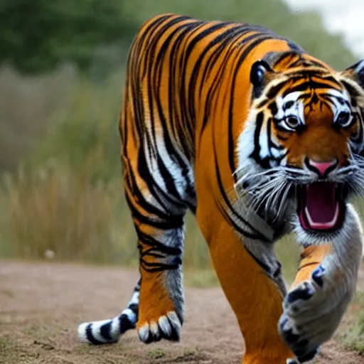 Prompt: photo of tiger dancing