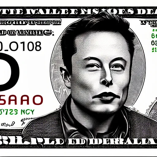 Image similar to Elon musk on the Mars Dollar bill