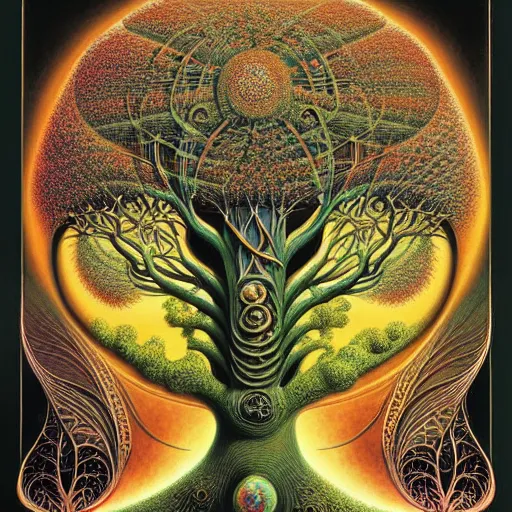 Image similar to tree of life by roger dean and andrew ferez, art forms of nature by ernst haeckel, divine chaos engine, symbolist, visionary, art nouveau, botanical fractal structures, organic, detailed, realistic, surreality