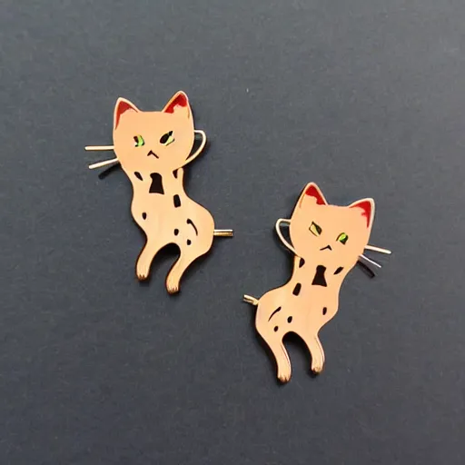 Prompt: 2d lasercut cat earrings, in the style of emi lomax, popular on artstation, popular on deviantart