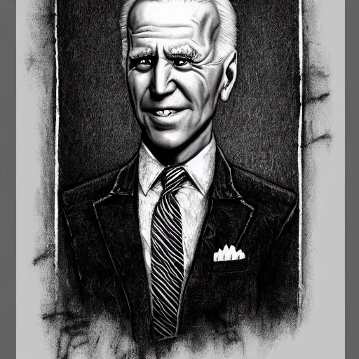 Image similar to michael karcz grunge drawing of joe biden. , in the style of corpse bride, loony toons style, horror themed, detailed, elegant, intricate, trending on artstation, 4k