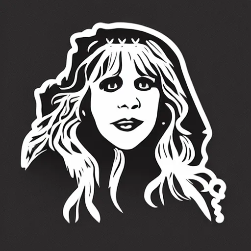 Image similar to stevie nicks, sticker - art, svg vector, adobe - illustrator