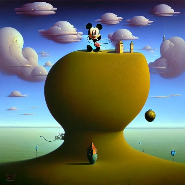 Image similar to gediminas pranckevicius an oil on canvas portrait painting of mickey mouse, surrealism, surrealist, cosmic horror, rob gonsalves, high detail