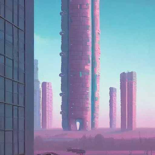 Prompt: tall futuristic buildings by Yusei Uesugi and Simon Stålenhag